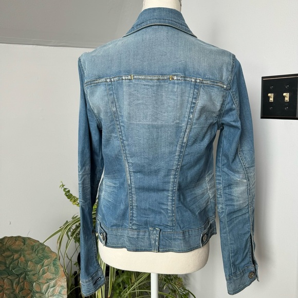 Yanuk Distressed 6 Pocket Distressed Denim Blue Jean Jacket Y2K‎ size Small - Picture 2 of 7